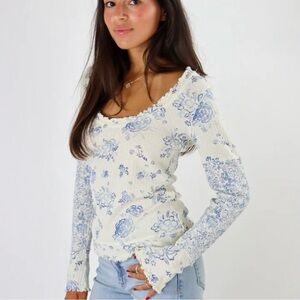 We The Free Clover Printed 100% Cotton long Sleeve Thermal Top